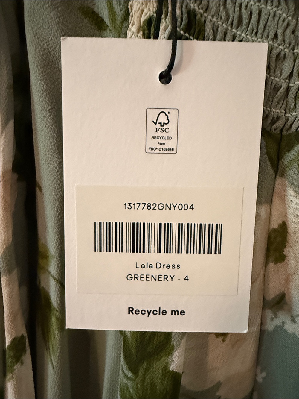 Reformation Sage Green Floral Midi Dress with White Blossoms - Picture 4 of 4